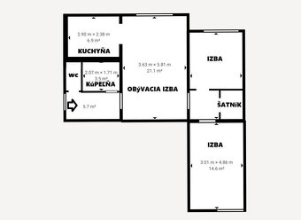 Čerstvo prerobený 3-izbový byt s 2 balkónmi i šatníkom v Tre - 4