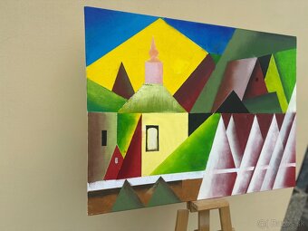 Vlkolínec olej na plátne v živých farbách - 4