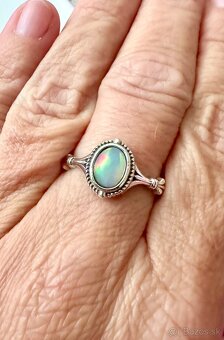 Nový strieborný vintage prsteň s opálom - 4