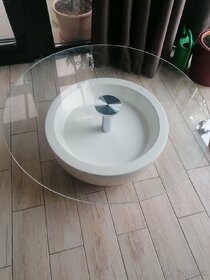 Konferenčný stolík okrúhly skleneny biely - 4