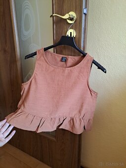 Letny hnedy top/bluzka s volanom - 4
