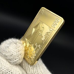 Pozlátená zlatá zberateľská tehlička - 500 € - 4