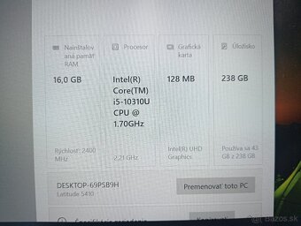predám Dell Latitude 5410  , Intel i5 , 16gb ram , Win 10 - 4