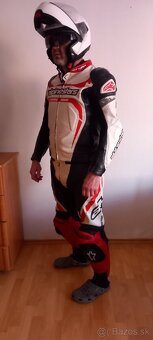 Kožená kombinéza Alpinestars + rukavice veľkosť cca na 180cm - 4