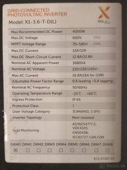 fotovoltaický menič 3,6Kw Solax - 4