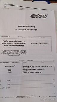 Znížené pružiny EIBACH vw passat b8,superb,golf - 4