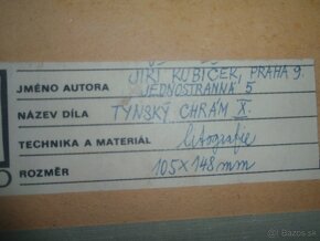 JIRI KUBICEK, LITOGRAFIE, TYNSKÝ CHRAM,105X148mm - 4
