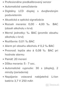Predám alkohol tester Sencor SCA BA50FC - 4