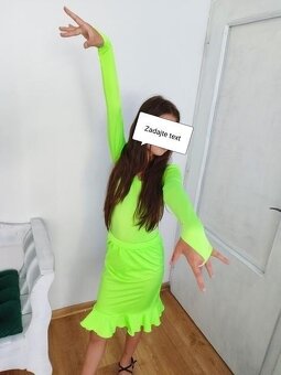 Neon limetka zelene saty 146/152 spoločenské tance - 4