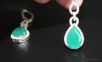 Prsteň a náušnice zelený jadeit - 4