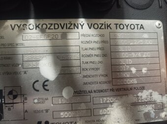 Vysokozdvižný vozík Toyota 2.0 LPG - 4