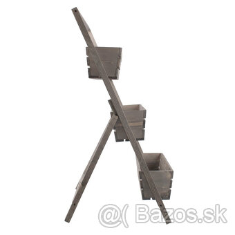 Drevený stojan na kvety 40cm, sivá farba - 4