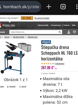 Štiepačka dreva Scheppach HL 760 LS horizontálna - 4