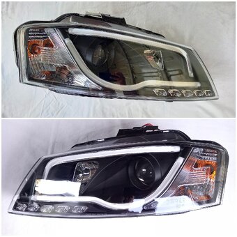 AUDI A3 8P 2003-2008 Led Tube Black Reflektory Predné Svetlá - 4