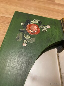 Starožitne ručne maľované zrkadlo Ľudový motív . - 4