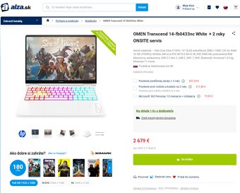 ⭐️ HP OMEN Transcend 14", i9, RTX 4070, čisto nový, faktúra - 4