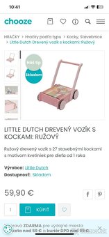 Little Dutch drevený vozík s kockami - ružový - 4