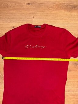 SISLEY - bordové tričko s trblietavým nápisom - 4