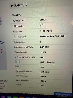 Predám LENOVO Tab M11,11" 8 GB Ram / 128GB ,LTE nový zaruka - 4