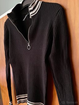 H&M čierny obtiahnutý crop dámsky rolák štvrtinový zips 36 S - 4