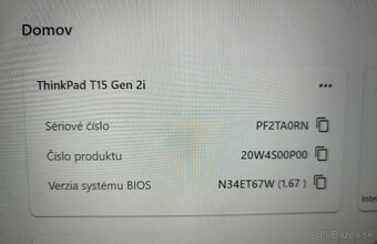 Predám výkonný NB Lenovo ThinkPad T15 Gen 2 - 4