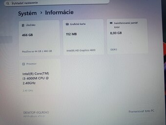 predám Hp probook 470 g1 , Intel i3 , 8gb ram , Win 11 - 4