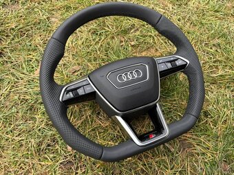 AUDI sportovy S volant kozeny zrezany perforovany - 4