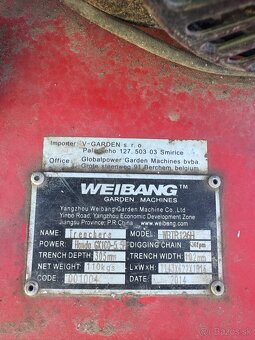 Predám ryhovač WEIBANG WBTR126H – motor Honda GX160 - 4