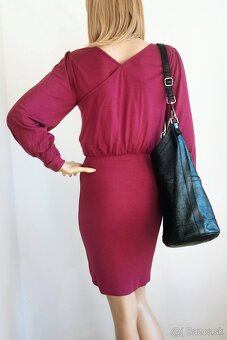 Elegantné merino šaty vo farbe bordó - 4