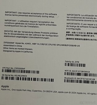 MacBook Pro 14" M4 Pro 12C CPU 16C GPU 48GB RAM 512GB - 4