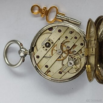 Starožitné STŘÍBRNÉ kapesní hodinky na klíček - klíčovky - 4