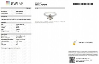Predam diamantový prsteň 1,52ct, biele zlato - 4