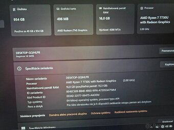 Kovovy Dell inspiron 14 5435 s ryzen 7 procesorom 16gb ram a - 4
