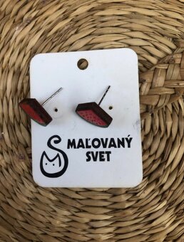 ———Nové drevené handmade náušnice melóny, 4 E—— - 4