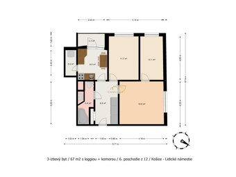 Elegantný 3-izb byt (67m²) s krásnym výhľadom / Lidické nám. - 4