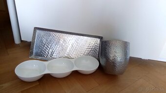 Strieborný kvetináč nádoba ako nový keramika porcelán - 4