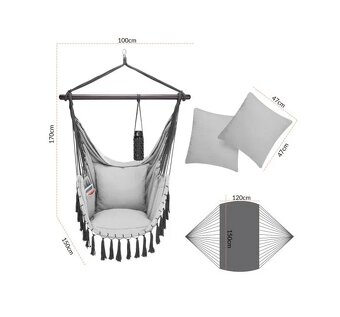 Závesné kreslo držiak vankúš taška 150kg - 3 farby - 4