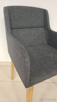 Dubové kreslo , šedá stolicka - 4