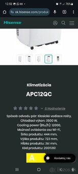 Predám mobilná klimatizácia hisense apc12 - 4