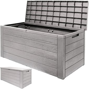Záhradný úložný box na podušky 280 L sivý - 4