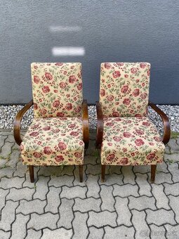 Retro kreslá Halabala štýl – pevné, pôvodný stav (2 ks) - 4