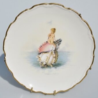 porcelánové taniere - Anjel / Cupid plávajúci na mušli - 4