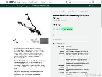 Škoda originál: Strešný nosič + 2x Nosič bicykla na strechu - 4