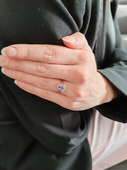 Moderný zásnubný prsteň zo 14ct zlata Tanzanit/diamanty - 4