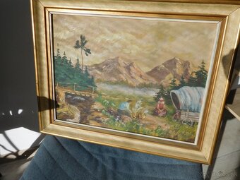Kočovníci-olej na plátne 1952, 38 x 48 cm 2 kusy - 4