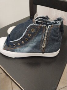 Tenisky riflové plátené, zips, šnúrky, členkové, Dedolez - 4