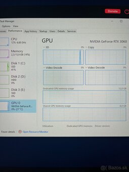 Herný počítač - I7 9700K, RTX 3060 12GB, 16GB DDR4 - 4