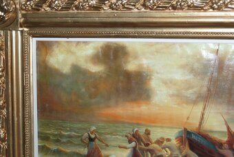 OBRAZ - Olejomaľba - Rybári pri západe slnka - 4