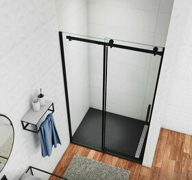 Sprchove dvere posuvne 120x195 cm, 8mm sklo,cierne - 4