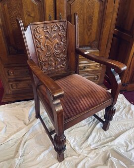 Kreslo, bazar, drevo, textília, v 98, s 55, h 48 cm, - 4